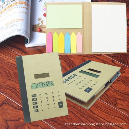 Hot Selling 8-Digit Solar Office Notebook Calculator with Pen for Promotion